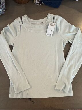 abercrombie kids Pale Blue Long-Sleeve Layered Shoulder Tee 9/10